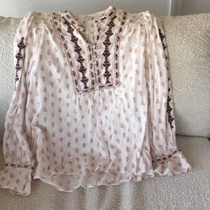 Sundance Cream and Pink Embroidered Blouse